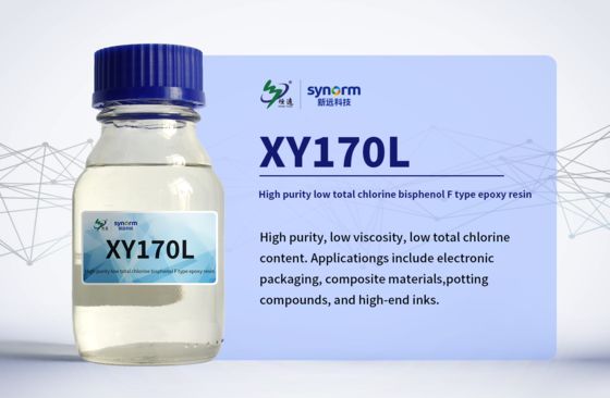 XY170L راتنج إيبوكسي منخفض الكلور عالي النقاء CAS 28064-14-4 الصيغة الجزيئية (C6H6O.C3H5ClO.CH2O)x، بولي بيسفينول F-co-إيبكلوروهيدرين منتهي بالجليكيديل